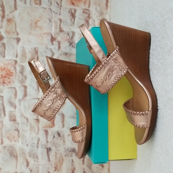 New Jack Rogers Vanessa Stacked Heel Wedge Sandals - Picture 4 of 9